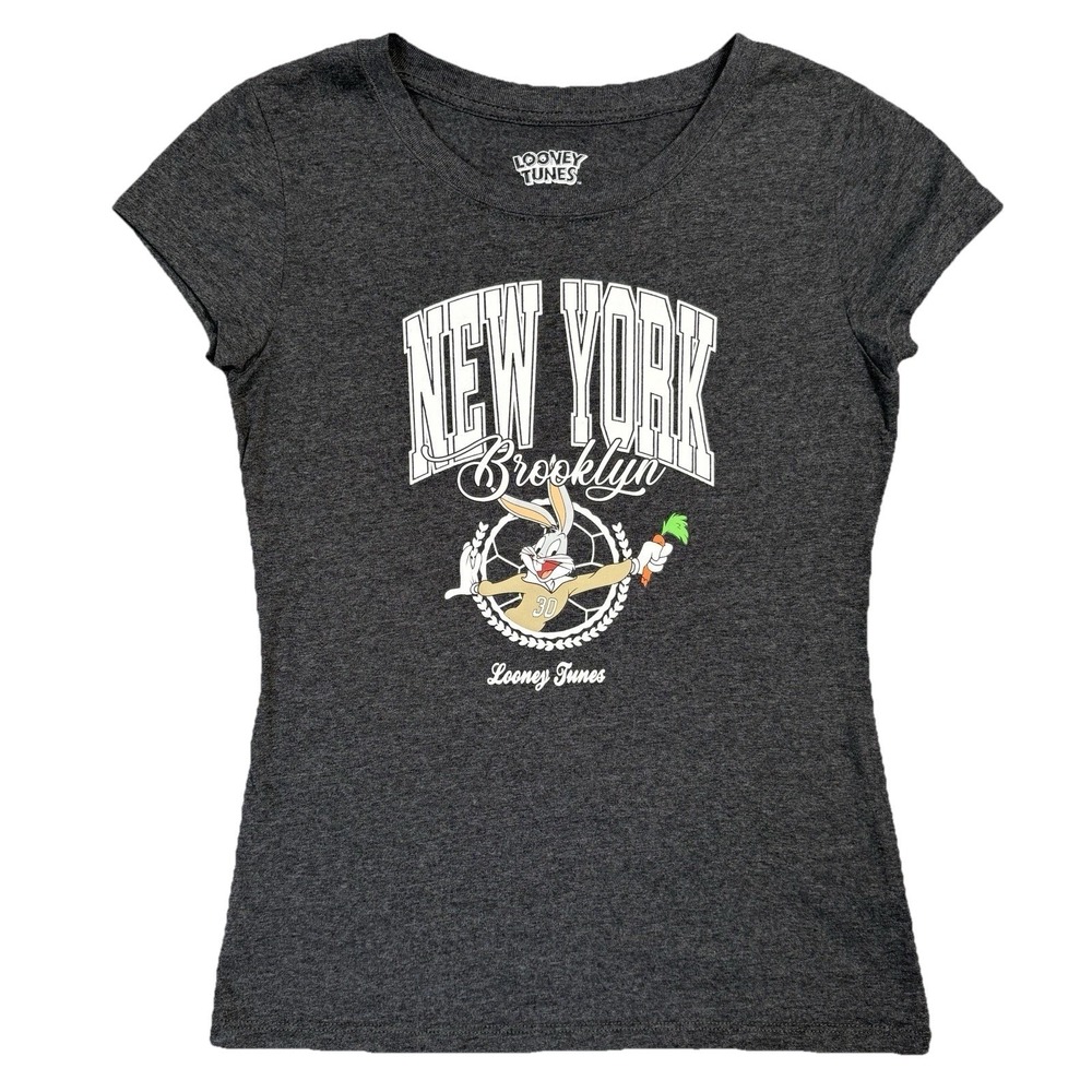 Looney Tunes Bugs Bunny New York Brooklyn Graphic T Shirt‎ Women Medium Gray